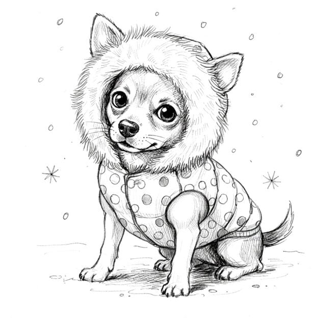 A dog wearing protective winter gear on a snowy city street, showcasing essential vegan dog coats and boots for Canadian winters.